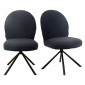 Lot de 2 chaises rotatives 180° en tissu noir et métal noir - JULIEN|Chaise|Meuble et moi