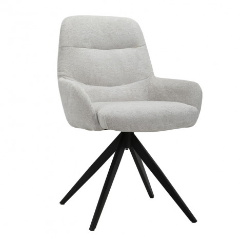 Chaise pivotante tissu doux écru avec accoudoirs pied métal noir - EVA|Chaise|Meuble et moi