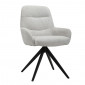 Chaise pivotante tissu doux écru avec accoudoirs pied métal noir - EVA|Chaise|Meuble et moi