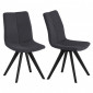 Lot 2 chaises tissu gris foncé et piètement chêne massif noir - MISU|Chaise|Meuble et moi