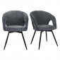 Lot 2 chaises rotatives 180° tissu doux gris et pieds noir - ALEX|Chaise|Meuble et moi