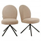 Lot de 2 chaises rotatives 180° en tissu beige et métal noir - JULIEN|Chaise|Meuble et moi