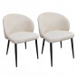 Lot 2 chaises repas tissu bouclette blanc écru pieds métal – SYRACUSE|Chaise|Meuble et moi