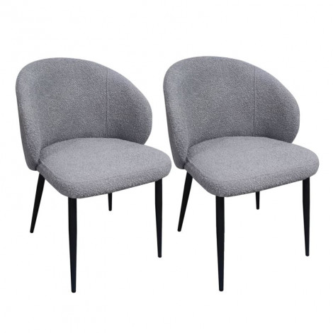 Lot 2 chaises de repas tissu bouclette gris et pieds métal – SYRACUSE|Chaise|Meuble et moi