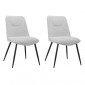 Lot de 2 chaises en tissu gris clair 4 pieds en métal noir - MELANIE|Chaise|Meuble et moi