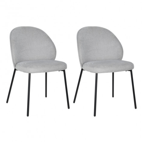 Lot de 2 chaises en tissu gris pieds minimalistes métal noir - BLAIR|Chaise|Meuble et moi