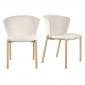 Lot de 2 chaises tissu beige crème et pieds métal effet bois - FOCA|Chaise|Meuble et moi