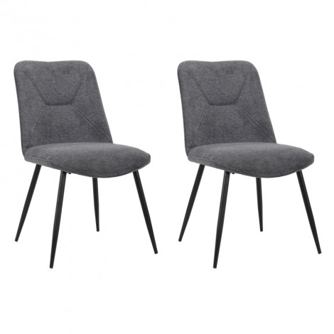 Lot de 2 chaises en tissu gris anthracite 4 pieds métal noir - MELANIE|Chaise|Meuble et moi