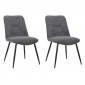Lot de 2 chaises en tissu gris anthracite 4 pieds métal noir - MELANIE|Chaise|Meuble et moi