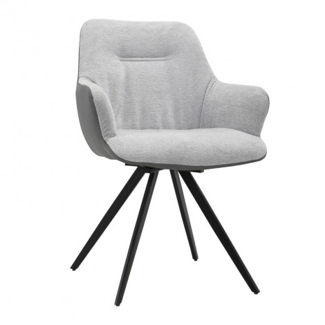 Chaise rotative 180° en tissu gris et pied en métal noir - CORINE|Chaise|Meuble et moi