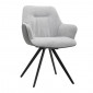 Chaise rotative 180° en tissu gris et pied en métal noir - CORINE|Chaise|Meuble et moi