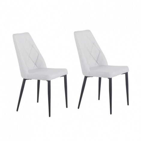 Lot de 2 chaises en tissu gris clair et pieds métal noir - RITA|Chaise|Meuble et moi