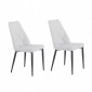 Lot de 2 chaises en tissu gris clair et pieds métal noir - RITA|Chaise|Meuble et moi