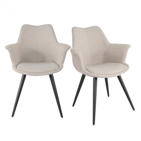 Lot 2 chaises en tissu beige avec pieds métal et accoudoirs – CALGARY|Chaise|Meuble et moi