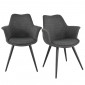 Lot 2 chaises en tissu gris foncé pieds métal et accoudoirs – CALGARY|Chaise|Meuble et moi