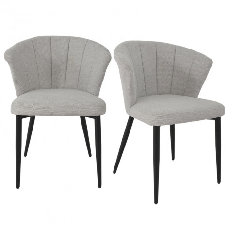 Lot 2 chaises repas en tissu gris clair et pieds métal noir – MONTREAL|Chaise|Meuble et moi
