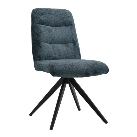 Chaise pivotante 360° tissu doux bleu foncé pied croix métal - JULIE|Chaise|Meuble et moi