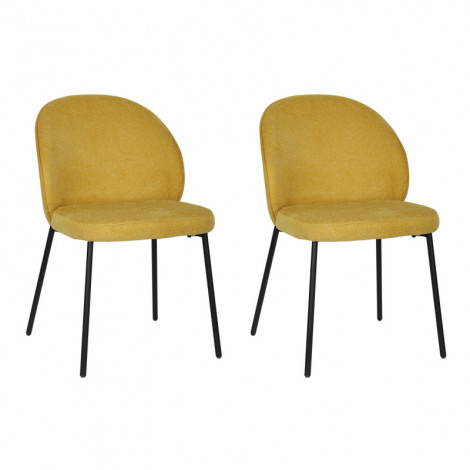 Lot de 2 chaises en tissu jaune pieds minimalistes métal noir - BLAIR|Chaise|Meuble et moi