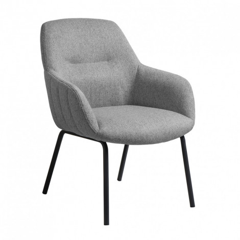 Fauteuil en tissu gris chiné avec pieds en métal noir - MUST|Chaise|Meuble et moi
