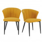 Lot 2 chaises de repas tissu jaune moutarde et pieds métal – MONTREAL|Chaise|Meuble et moi
