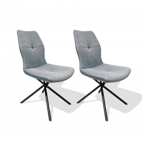 Lot de 2 chaises en tissu gris et arrière en simili - MONTAINE|Chaise|Meuble et moi