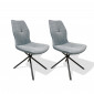 Lot de 2 chaises en tissu gris et arrière en simili - MONTAINE|Chaise|Meuble et moi