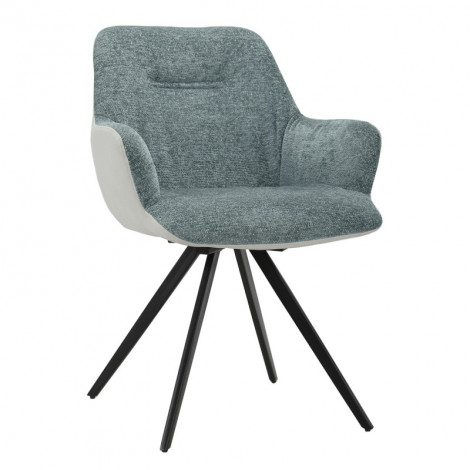 Chaise rotative 180° tissu vert de gris et pied métal noir - CORINE|Chaise|Meuble et moi