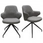 Lot de 2 chaises rotatives 180° tissu chiné et simili gris - DUFFY|Chaise|Meuble et moi