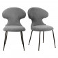 Lot de 2 chaises en tissu doux gris avec pieds en métal noir - GLORIA|Chaise|Meuble et moi