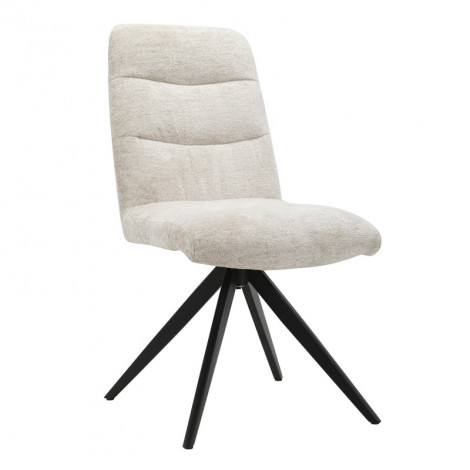 Chaise pivotante 360° tissu doux écru pied croix métal noir - JULIE|Chaise|Meuble et moi