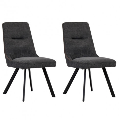 Lot de 2 chaises en tissu gris anthracite chiné pieds évasés - MARTA|Chaise|Meuble et moi