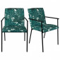 Lot de 2 chaises en tissu vert motif feuilles avec accoudoirs - OFFICE 1708|Chaise|Meuble et moi