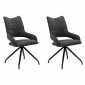 Lot de 2 chaises rotatives en tissu gris foncé et pieds métal - MELOW|Chaise|Meuble et moi
