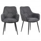 Lot de 2 chaises avec accoudoirs tissu gris et pieds métal - THEO|Chaise|Meuble et moi