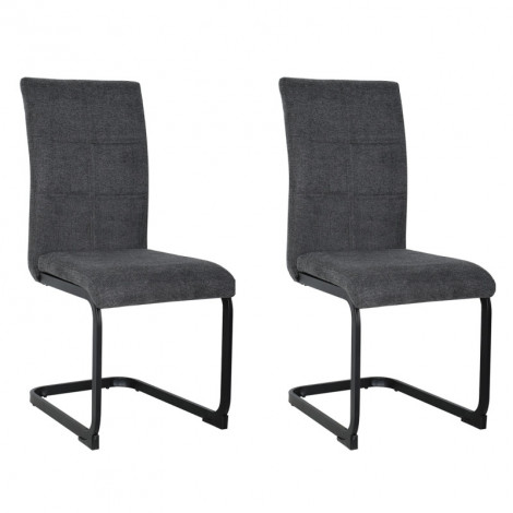 Lot de 2 chaises tissu gris anthracite et pied luge métal noir - VERDI|Chaise|Meuble et moi