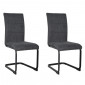 Lot de 2 chaises tissu gris anthracite et pied luge métal noir - VERDI|Chaise|Meuble et moi