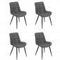 Lot de 4 chaises tissu gris anthracite chiné pieds métal noir - JAELLE|Chaise|Meuble et moi