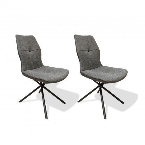 Lot de 2 chaises en tissu gris foncé et arrière en simili - MONTAINE|Chaise|Meuble et moi
