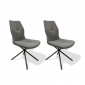 Lot de 2 chaises en tissu gris foncé et arrière en simili - MONTAINE|Chaise|Meuble et moi