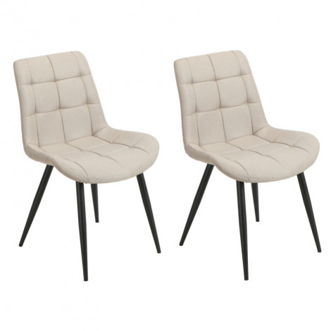 Lot de 2 chaises en tissu beige avec pieds en métal noir - JAELLE|Chaise|Meuble et moi