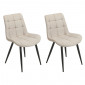 Lot de 2 chaises en tissu beige avec pieds en métal noir - JAELLE|Chaise|Meuble et moi