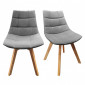 Lot de 2 chaises en tissu gris surpiqué avec piètement chêne - BETI|Chaise|Meuble et moi