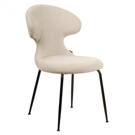 Chaise en tissu doux beige avec pieds en métal noir - GLORIA|Chaise|Meuble et moi
