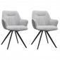 Lot 2 chaises rotatives 180° en tissu gris pied en métal noir - CORINE|Chaise|Meuble et moi