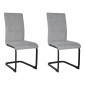 Lot de 2 chaises en tissu gris et pied luge en métal noir - VERDI|Chaise|Meuble et moi