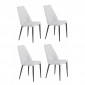 Lot de 4 chaises tissu gris clair capitonné et pieds métal - RITA|Chaise|Meuble et moi
