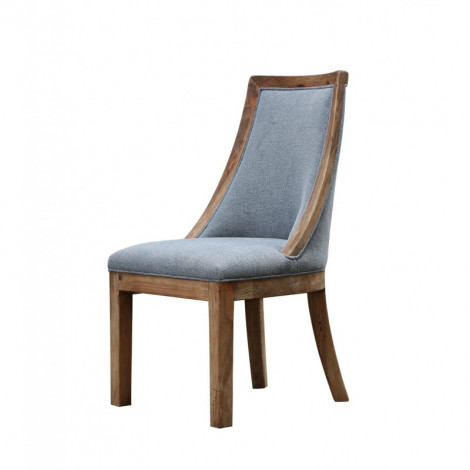 Chaise tissu gris en pin recyclé - CHALET|Chaise|Meuble et moi