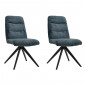 Lot 2 chaises pivotante tissu doux bleu foncé pied croix métal - JULIE|Chaise|Meuble et moi