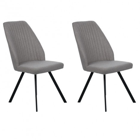 Lot de 2 chaises en tissu gris chiné et pieds métal noir - FUZO|Chaise|Meuble et moi