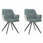 Lot 2 chaises rotatives 180° tissu vert de gris et pied métal - CORINE|Chaise|Meuble et moi